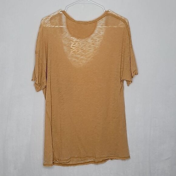 Free People Sheer Desert Sand Oversized Top Size Small - Picture 9 of 9